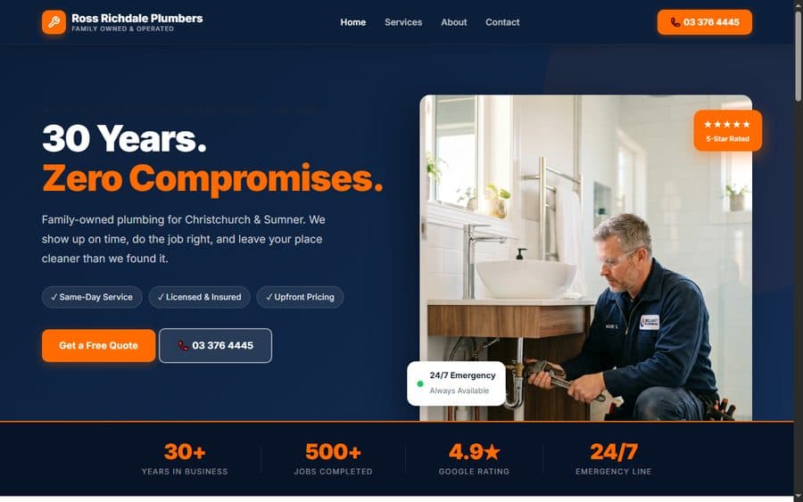 Ross Richdale Plumbers website